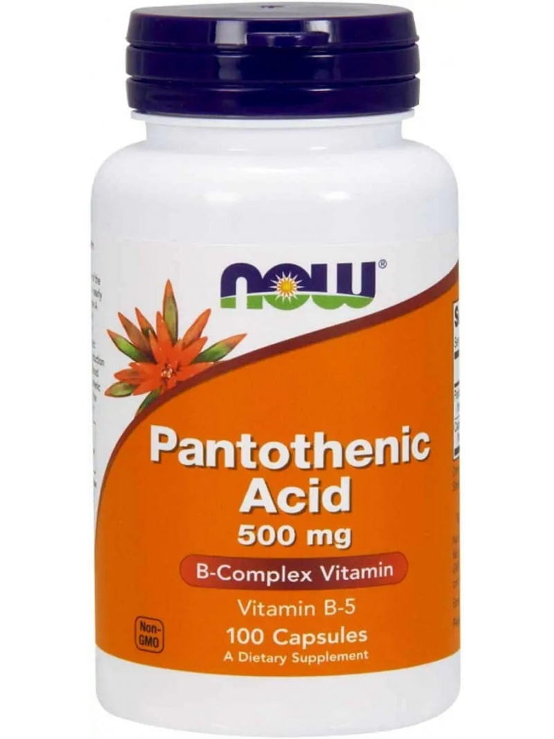 NOW FOODS Kyselina pantoténová 500 mg (kyselina pantoténová) 100 kapsúl