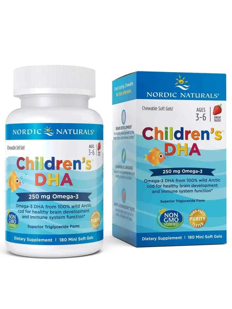 Nordic Naturals Detská DHA 250 mg (Omega-3 pre deti) 180 balení - Jahoda