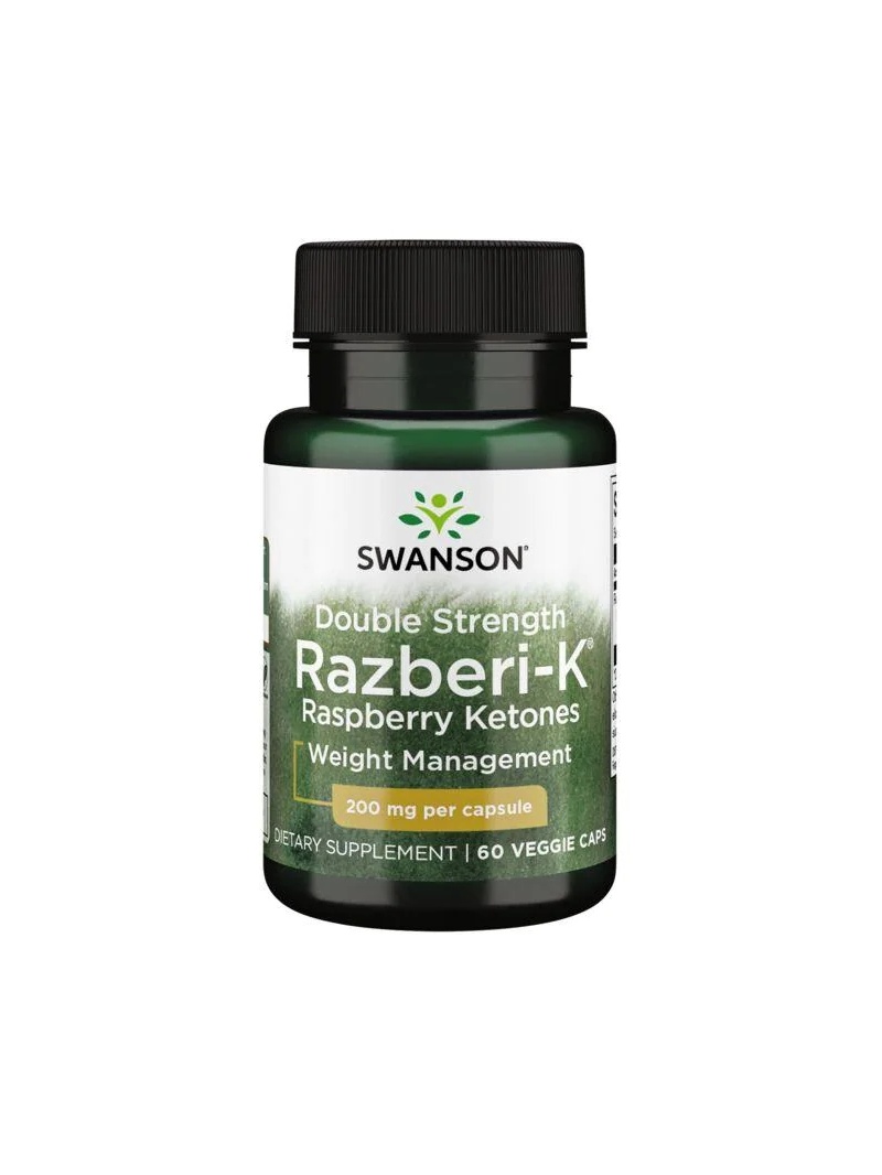 SWANSON Maximum Strength Razberi-K 200 mg (Malinové ketóny - Chudnutie) 60 vegetariánskych kapsúl