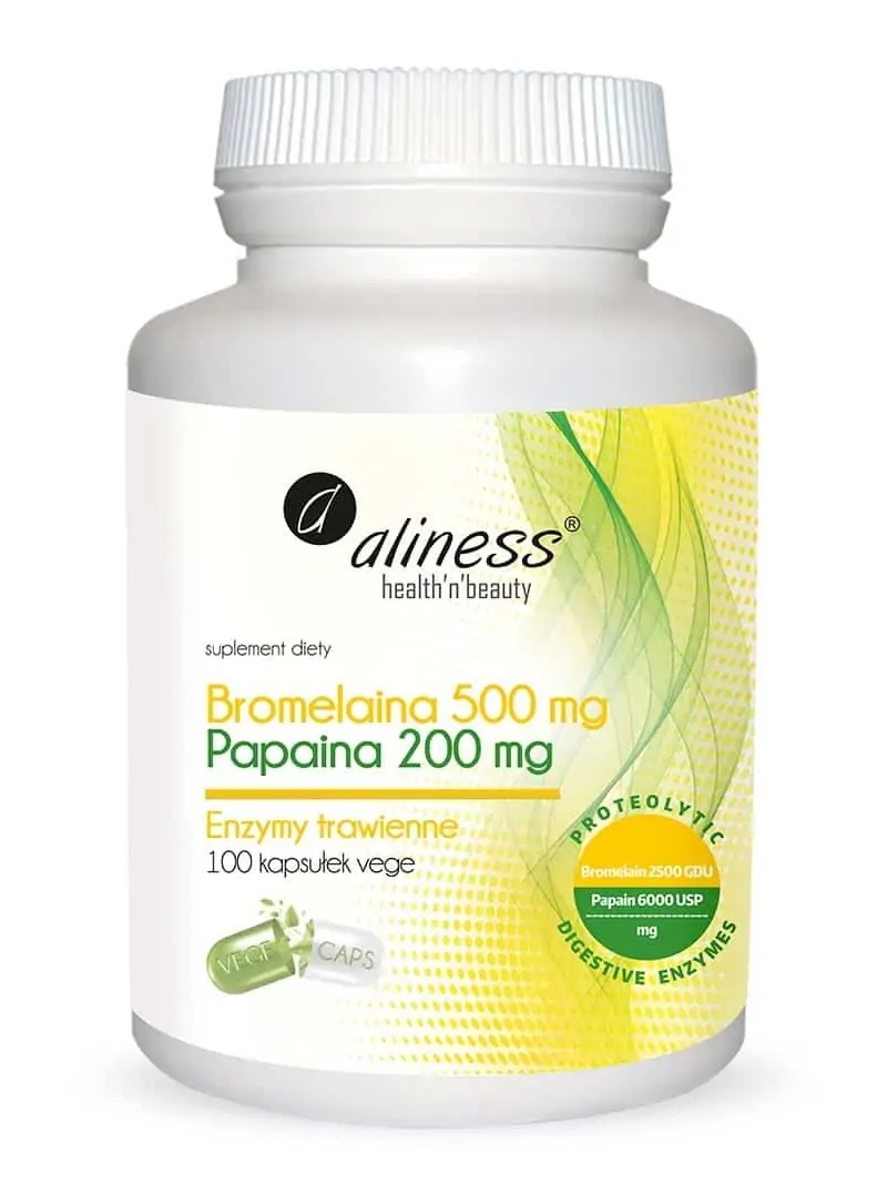 ALINESS Bromelain 500 mg, Papain 200 mg (rastlinné enzýmy) 100 vegetariánskych kapsúl