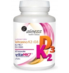 ALINES Vitamín K2 MK-7 100 mcg + D3 2000 IU s Natto 60 vegetariánskymi kapsulami