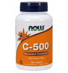 NOW FOODS Vitamín C-500 (vitamín C s divokou ružou) 250 tabliet