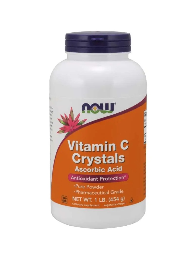 NOW FOODS Kryštály vitamín C (vitamín C - kyselina askorbová) 454g Vegan