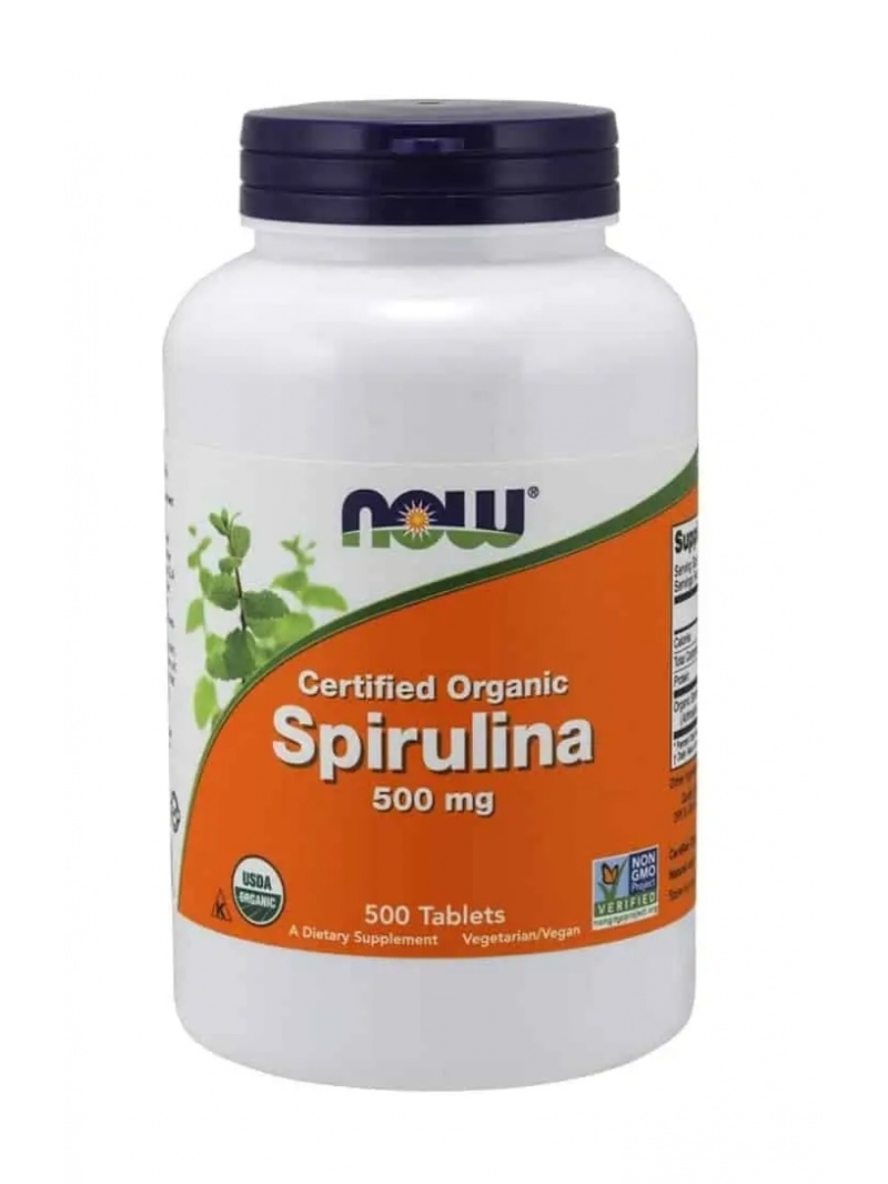 NOW FOODS Certifikovaná organická Spirulina 500 mg 500 vegánskych tabliet