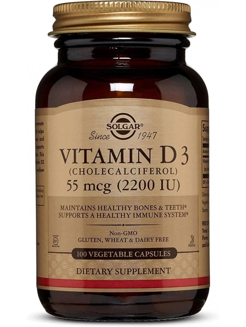 SOLGAR prírodný vitamín D3 2000 IU (cholekalciferol) 55 mcg 100 vegetariánskych kapsúl
