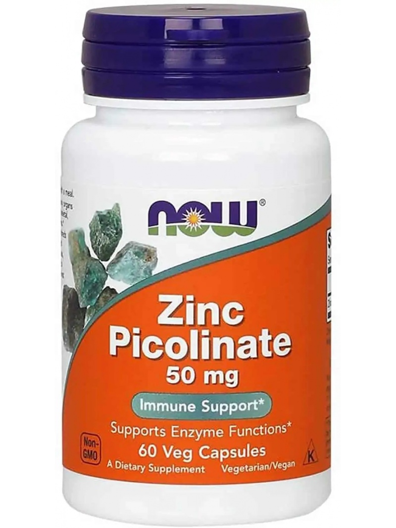 NOW FOODS Pikolinát zinku 50 mg 60 vegánskych kapsúl