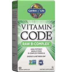 GARDEN OF LIFE Vitamin Code RAW B-komplex (Vegan Vitamin B Complex – podpora pamäti a koncentrácie) 60 Vcaps