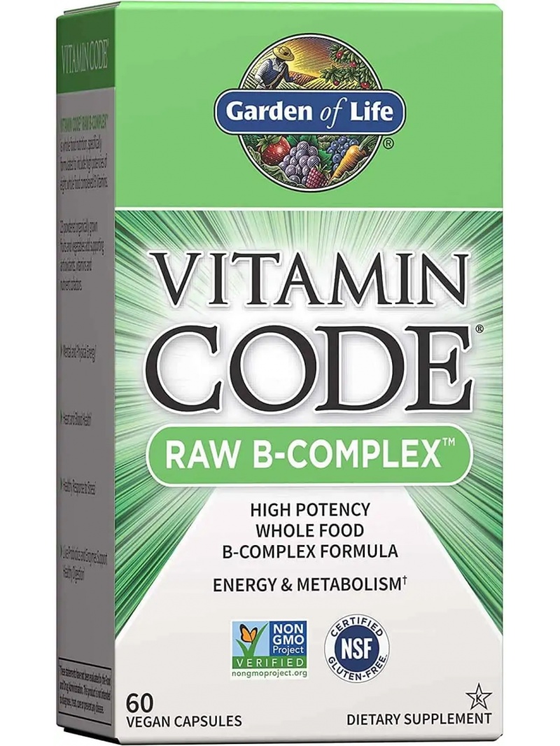 GARDEN OF LIFE Vitamin Code RAW B-komplex (Vegan Vitamin B Complex – podpora pamäti a koncentrácie) 60 Vcaps