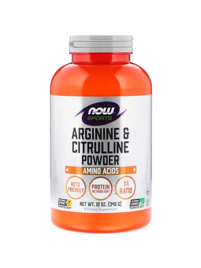 NOW SPORTS Arginín a citrulín v prášku (arginín a citrulín) 340 g