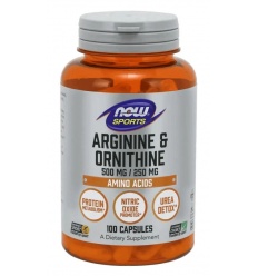 NOW SPORTS Arginín a ornitín 500 mg / 250 mg (arginín a ornitín) 100 vegetariánskych kapsúl
