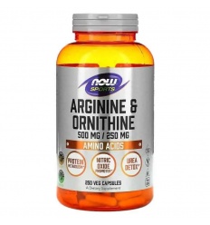 NOW SPORTS Arginín a ornitín 500 mg / 250 mg (arginín a ornitín) 250 vegetariánskych kapsúl