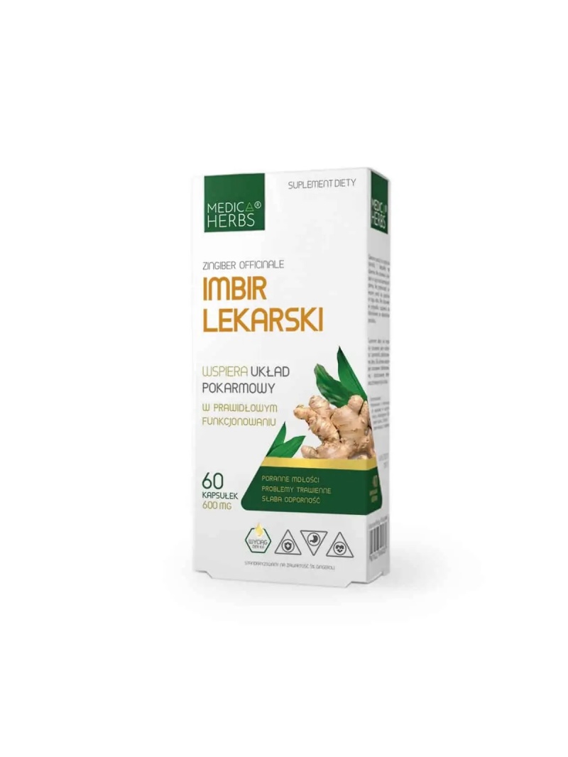 MEDICA HERBS Zázvor 600 mg (tráviaci systém, imunitný systém) 60 kapsúl