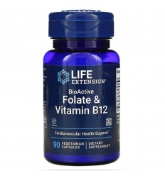 LIFE EXTENSION Bioaktívny folát a vitamín B12 (kardiovaskulárny) 90 vegetariánskych kapsúl