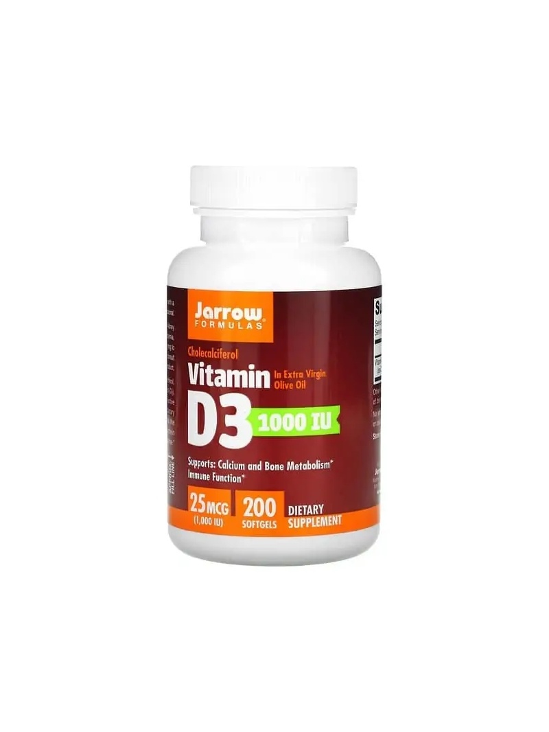 JARROW FORMULAS Vitamín D3 1000 IU (vitamín D3) 200 kapsúl