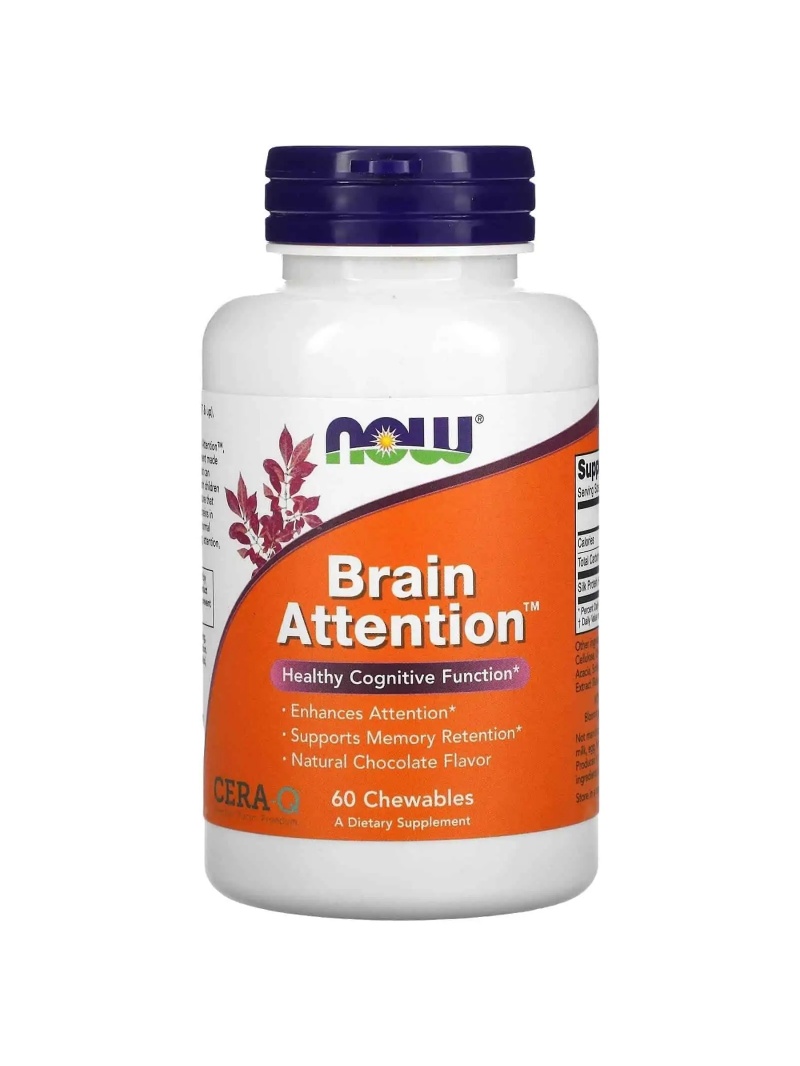 NOW FOODS Brain Attention™ 60 žuvacích tabliet