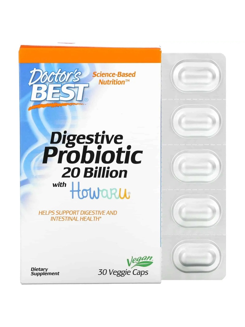 Najlepšie tráviace probiotikum lekára s Howaru 20 miliárd CFU (tráviace probiotikum) 30 vegetariánskych kapsúl