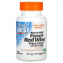 Doctor’s Best resveratrol extrakt z francúzskeho červeného vína 60 mg (Resveratrol, extrakt z červeného vína) 90 vegetariáns