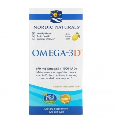 NORDIC NATURALS Omega-3D 690 mg + 1000 IU D3 (Omega-3, EPA, DHA, vitamín D3) 120 mäkkých gélov