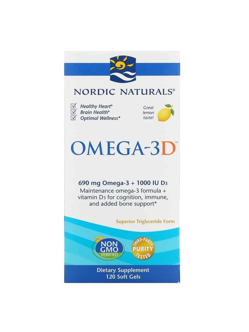 NORDIC NATURALS Omega-3D 690 mg + 1000 IU D3 (Omega-3, EPA, DHA, vitamín D3) 120 mäkkých gélov