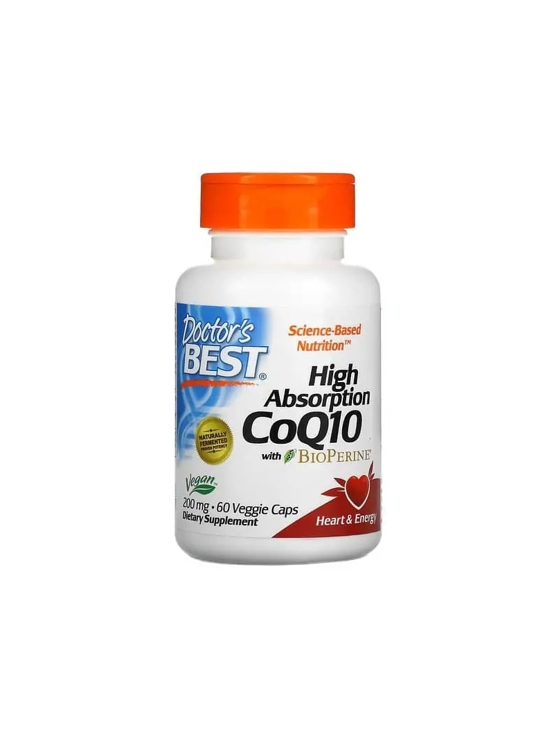Najlepší liek s vysokou absorpciou CoQ10 s BioPerine 200 mg (CoQ10 s Bioperine) 60 vegetariánskych kapsúl