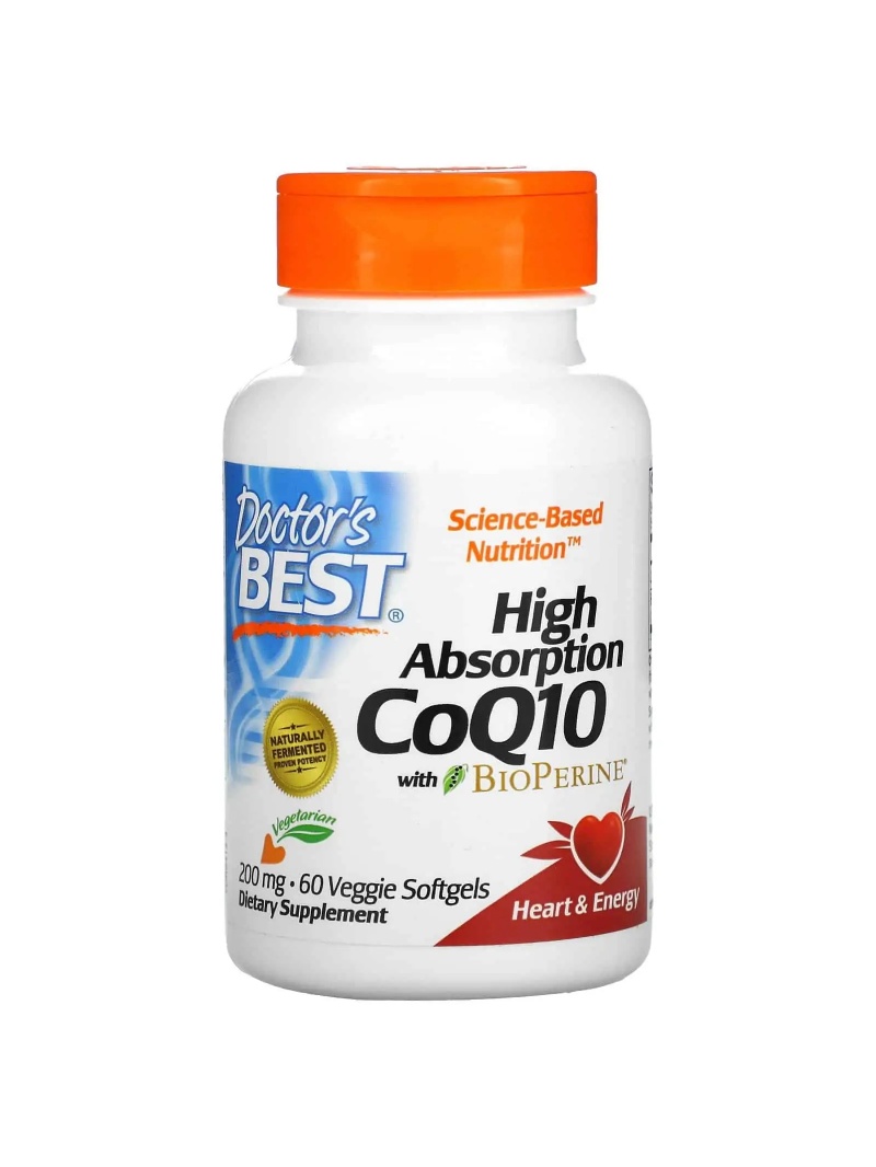 Najlepší liek s vysokou absorpciou CoQ10 s BioPerine 200 mg (CoQ10 s Bioperine) 60 vegetariánskych mäkkých kapsúl