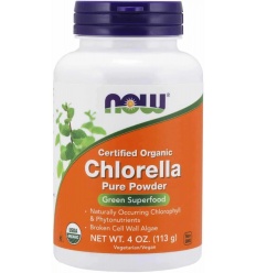NOW FOODS certifikovaný organický prášok Chlorella Pure (imunita, antioxidácia) 113 g