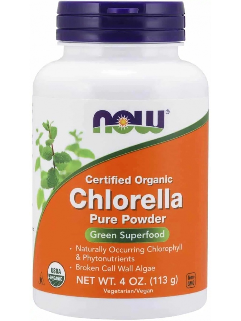 NOW FOODS certifikovaný organický prášok Chlorella Pure (imunita, antioxidácia) 113 g