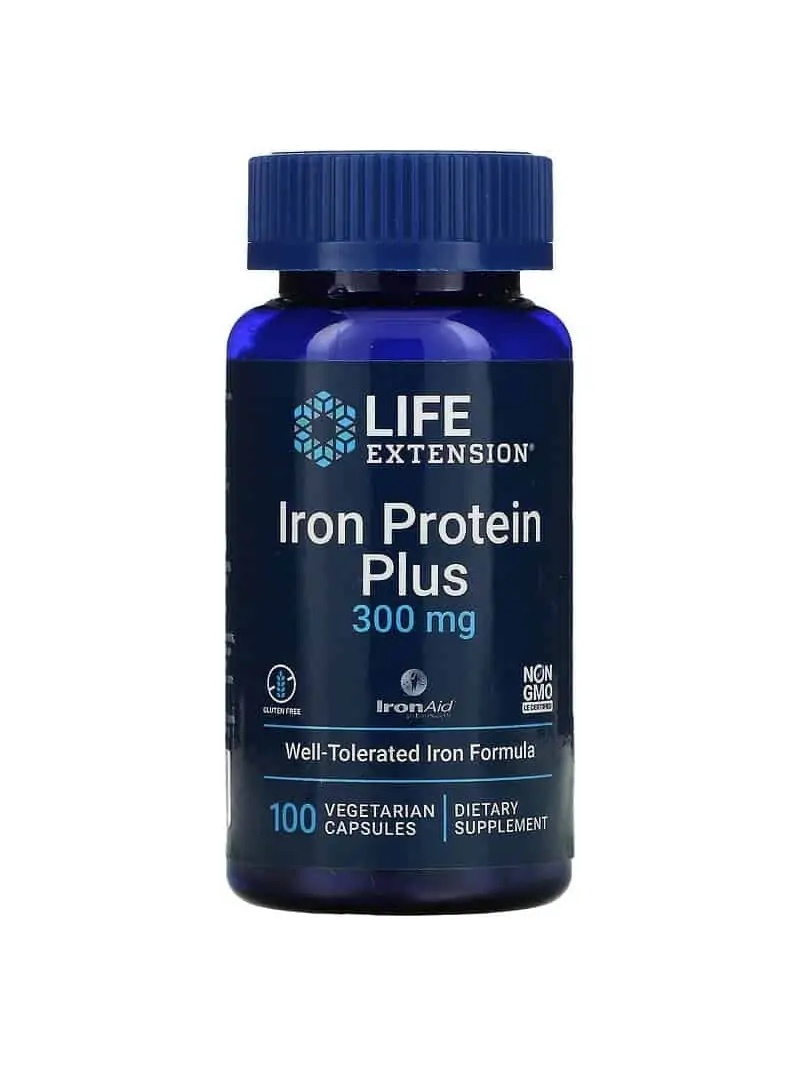 LIFE EXTENSION Iron Protein Plus 100 vegetariánskych kapsúl