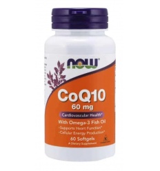 NOW FOODS CoQ10 s Omega-3 Rybí olej 60 mg (kardiovaskulárne zdravie) 60 balení