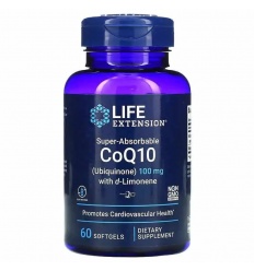 LIFE EXTENSION Super vstrebateľný CoQ10 s d-limonénom (koenzým Q10) 60 mäkkých gélov