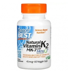 Najlepší prírodný vitamín K2 MK-7 lekár MenaQ7 45 mcg 60 vegetariánskych kapsúl