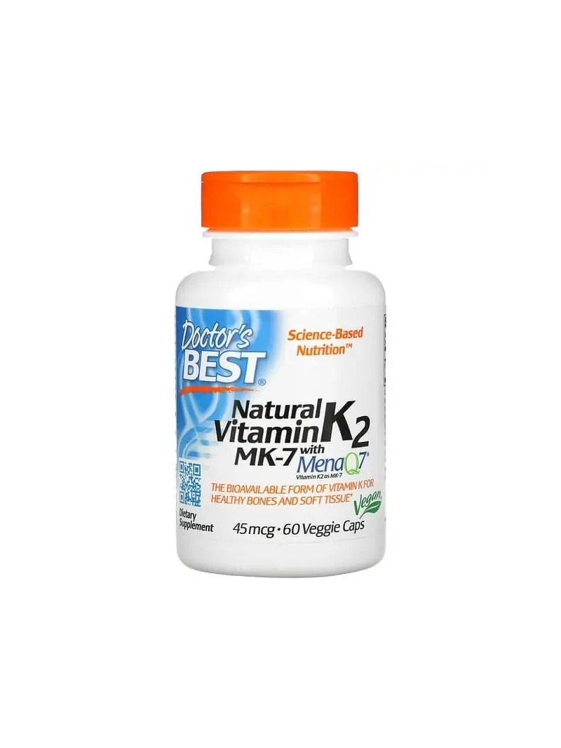 Najlepší prírodný vitamín K2 MK-7 lekár MenaQ7 45 mcg 60 vegetariánskych kapsúl