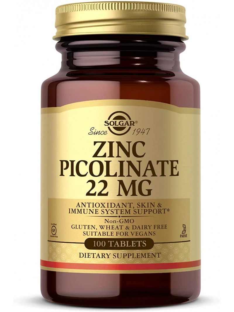 SOLGAR Pikolinát zinočnatý 22 mg (pikolinát zinočnatý) 100 tbl.