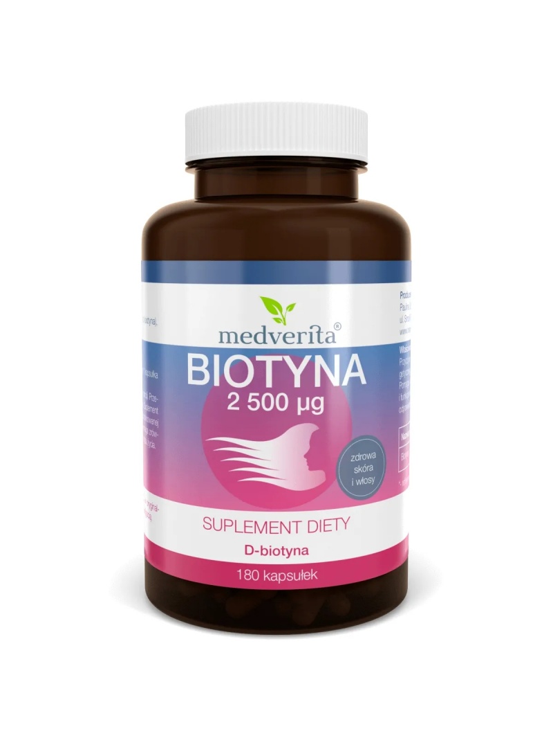 MEDVERITA Biotín 2500 mcg (vitamín B7) 180 kapsúl