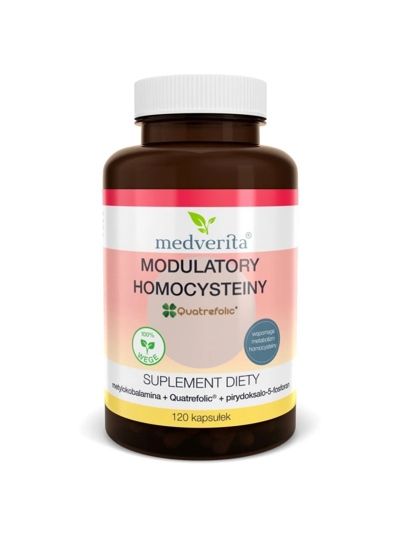 MEDVERITA Homocysteínové modulátory (vitamín B12 + Quatrefolic Folate + P-5-P) 120 vegánskych kapsúl