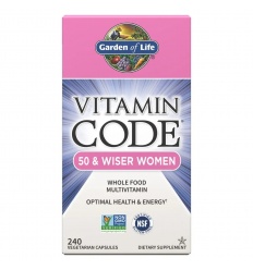 ZÁHRADA ŽIVOTA Vitamin Code 50 & Wiser Women RAW Whole Food Multivitamín 240 vegetariánskych kapsúl