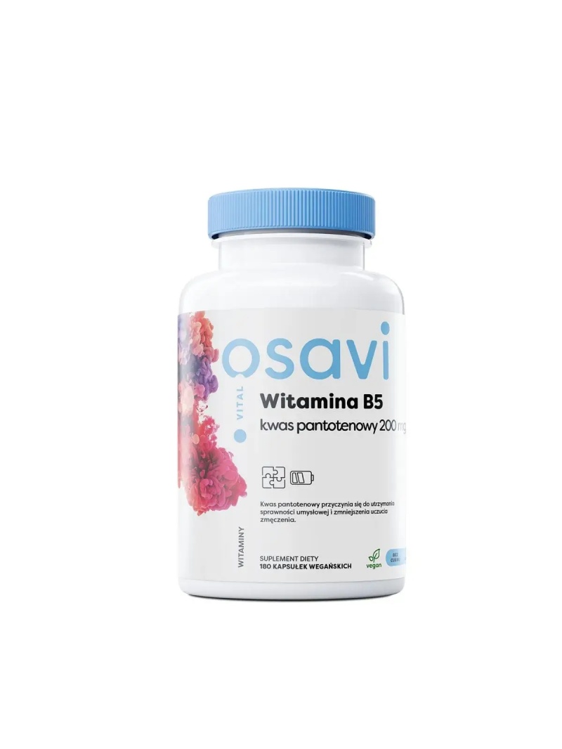 OSAVI Vitamín B5 Kyselina pantoténová 200 mg (podpora nervového systému) 180 vegánskych kapsúl