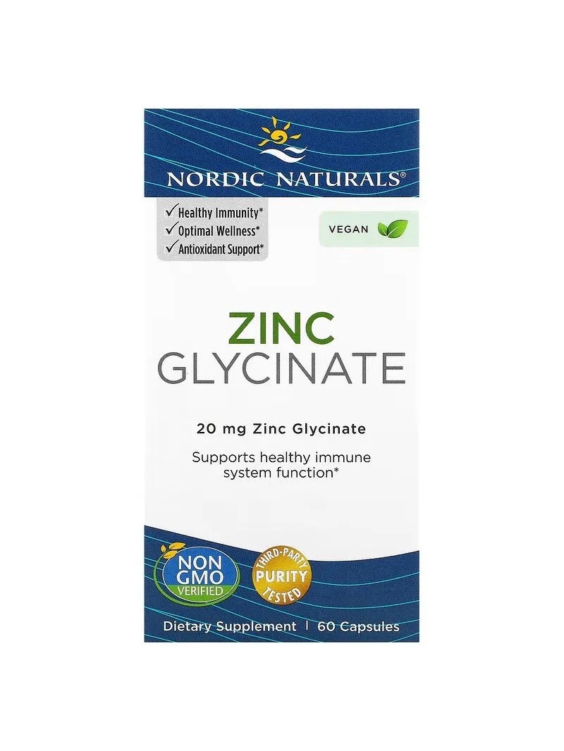 NORDIC NATURALS Glycinát zinočnatý (glycinát zinočnatý, imunita) 60 vegánskych kapsúl