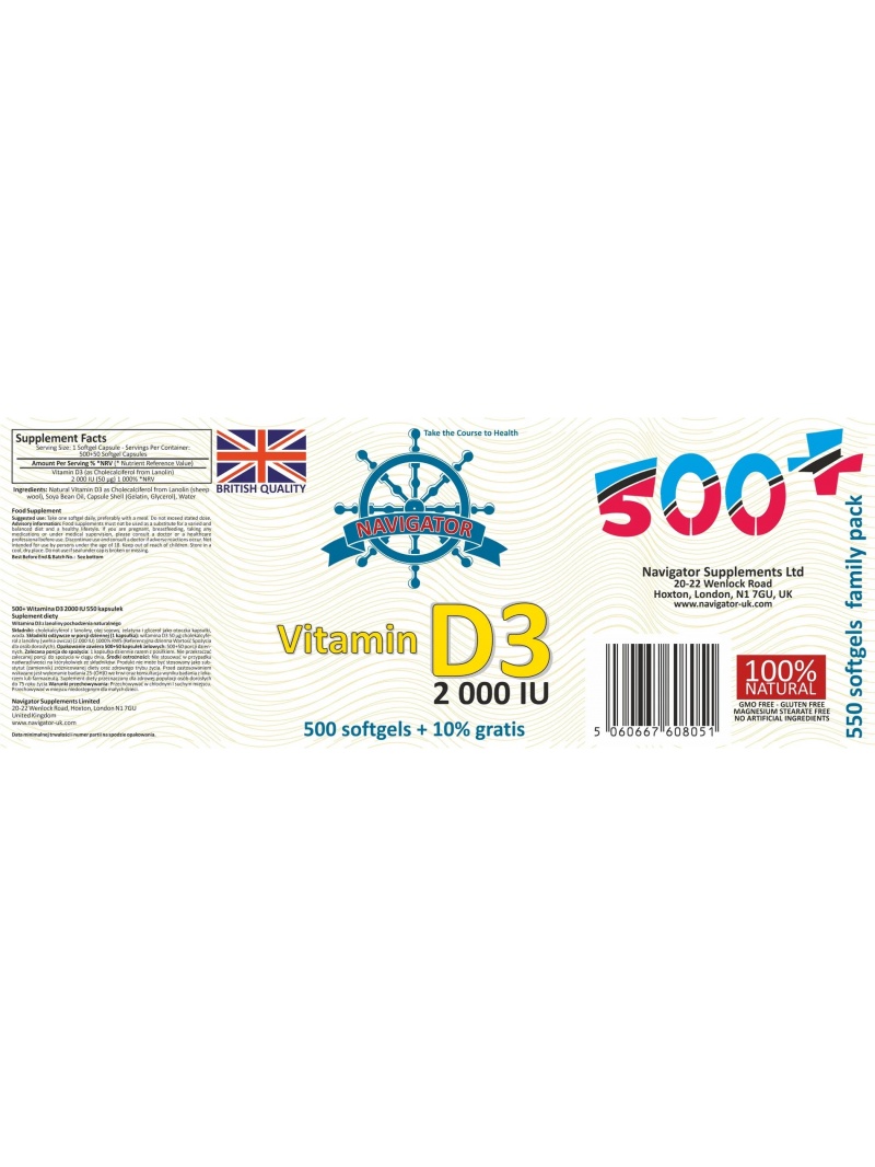 NAVIGATOR Vitamín D3 2000 IU 550 kapsuly