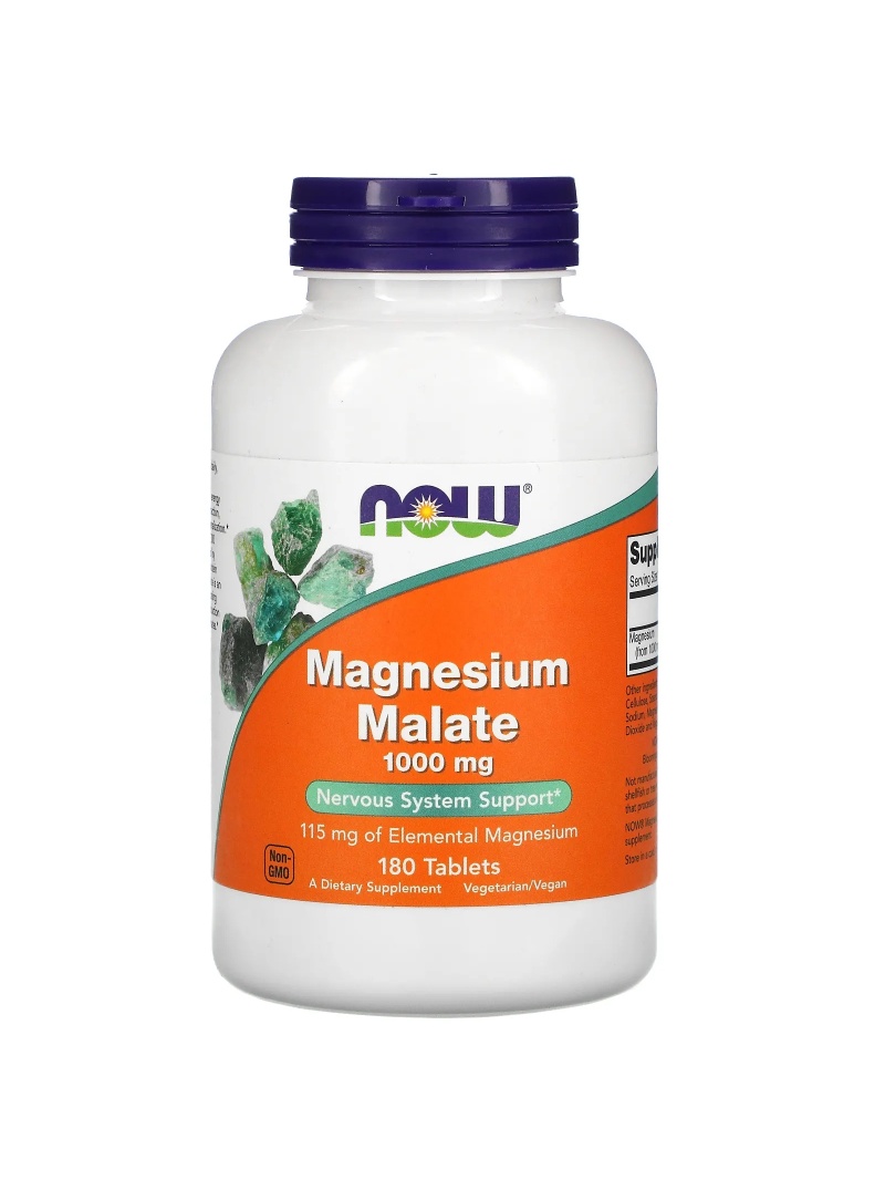 NOW FOODS Magnesium Malate 1000 mg (Magnesium Malate) 180 vegetariánskych tabliet