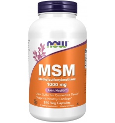 NOW FOODS MSM Metylsulfonylmetán 1000 mg (Metylsulfonylmetán) 240 vegetariánskych kapsúl