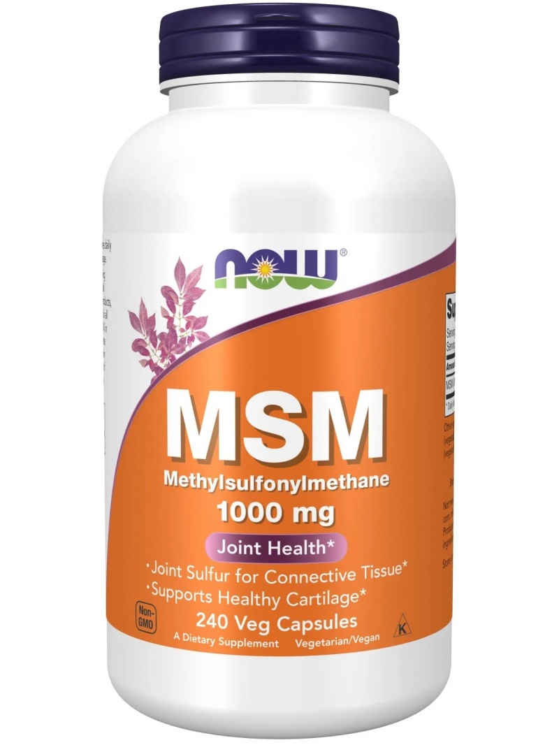 NOW FOODS MSM Metylsulfonylmetán 1000 mg (Metylsulfonylmetán) 240 vegetariánskych kapsúl