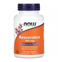 NOW FOODS Resveratrol 200 mg (Resveratrol, kardiovaskulárny systém) 120 vegetariánskych kapsúl