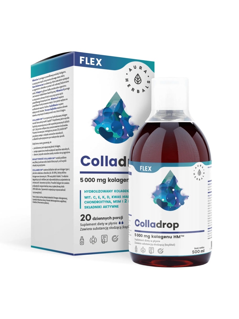 AURA HERBALS Colladrop Flex 5000 mg (morský kolagén) 500 ml