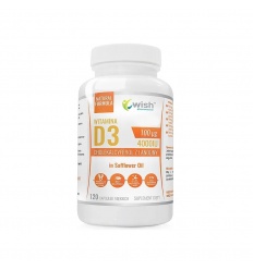 WISH Farmaceutický vitamín D3 4000 IU v svetlicovom oleji 120 mäkkých gélov