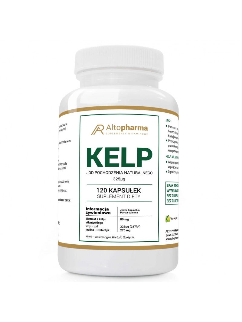 ALTO PHARMA Prírodný jód z riasy 325 mcg + prebiotikum 120 vegetariánskych kapsúl