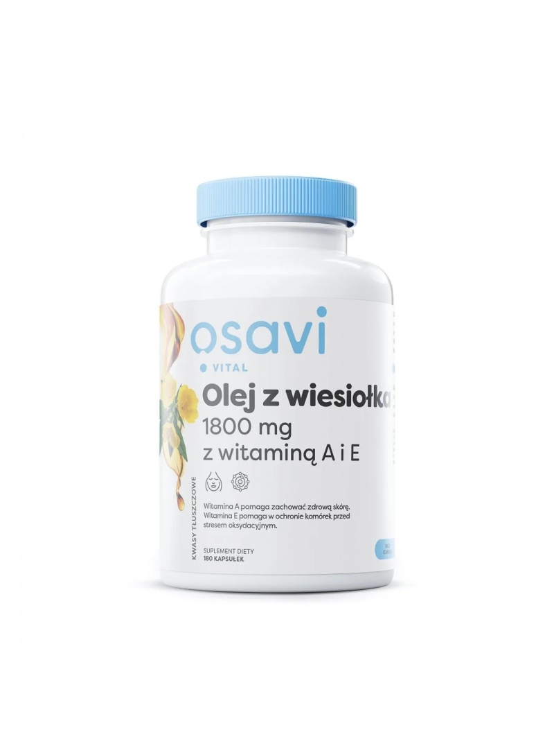 OSAVI Pupalkový olej 1800 mg (vitamíny A a E, zdravá pokožka) 180 kapsúl