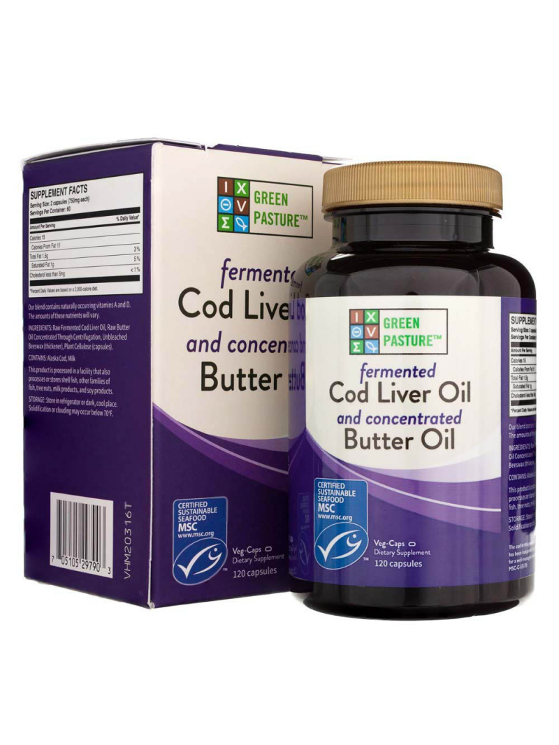 Green Pasture Blue Ice Butter Oil, olej z treščej pečene - 120 kapsúl