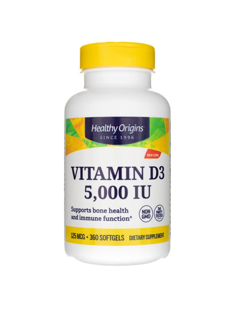 Healthy Origins Vitamín D3 5000 IU - 360 kapsúl