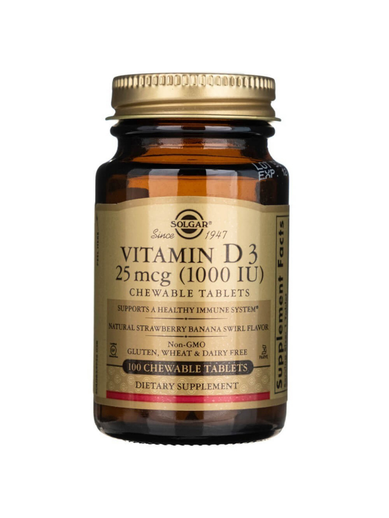Solgar Vitamín D3 1000 IU (25 µg) – 100 pastiliek
